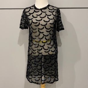 Nasty Gal Sheer Bat Dress size 2 Black Mesh